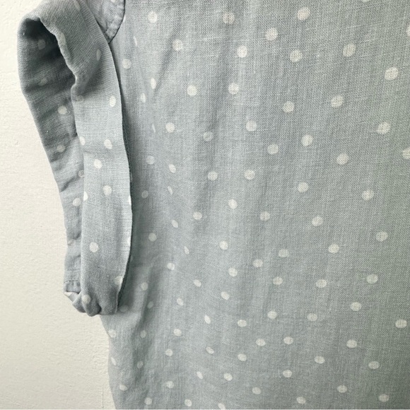 Jach’s Girlfriend Linen Blend Blue Grey Dot Button Up Tie Front Shirt Size Large - Picture 6 of 9